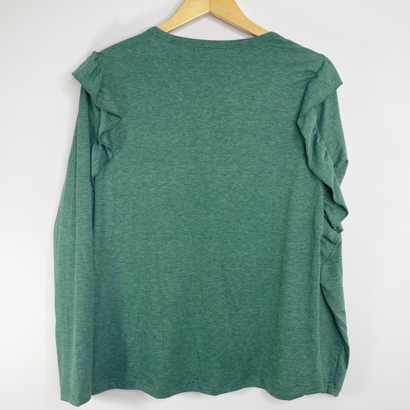 Ruffled Shoulder Flutter Pocket Top with Wooden Buttons - Picture 6 of 11